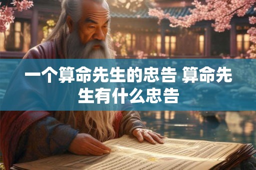 一个算命先生的忠告 算命先生有什么忠告