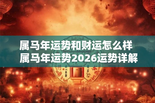 属马年运势和财运怎么样 属马年运势2026运势详解 属马年运势和财运怎么样 属马年运势2026运势详解