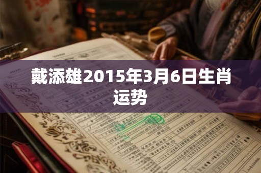 戴添雄2015年3月6日生肖运势