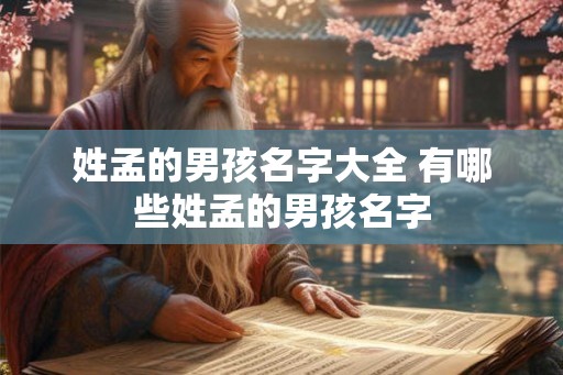 姓孟的男孩名字大全 有哪些姓孟的男孩名字