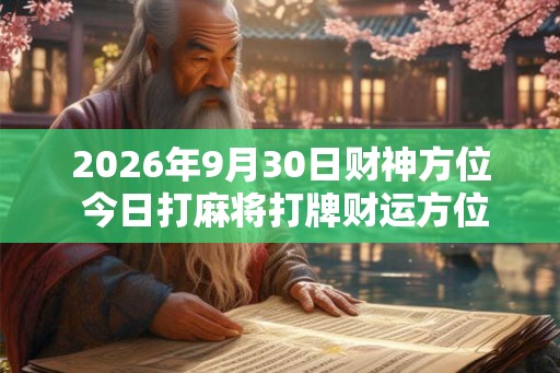 2026年9月30日财神方位 今日打麻将打牌财运方位
