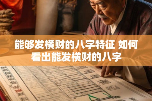 能够发横财的八字特征 如何看出能发横财的八字
