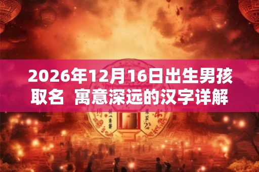 2026年12月16日出生男孩取名 寓意深远的汉字详解 2026年12月16日出生男孩取名 寓意深远的汉字详解