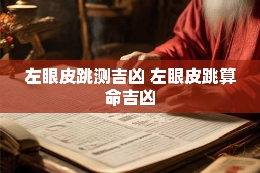 左眼皮跳测吉凶 左眼皮跳算命吉凶