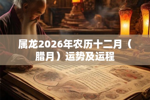 属龙2026年农历十二月（腊月）运势及运程