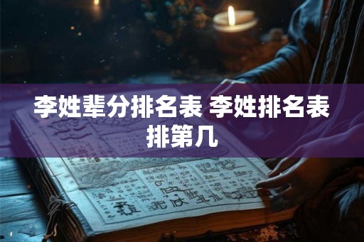 李姓辈分排名表 李姓排名表排第几