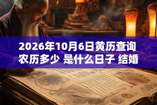 2026年10月6日黄历查询 农历多少 是什么日子 结婚吉时 2026年10月6日黄历查询 农历多少 是什么日子 结婚吉时