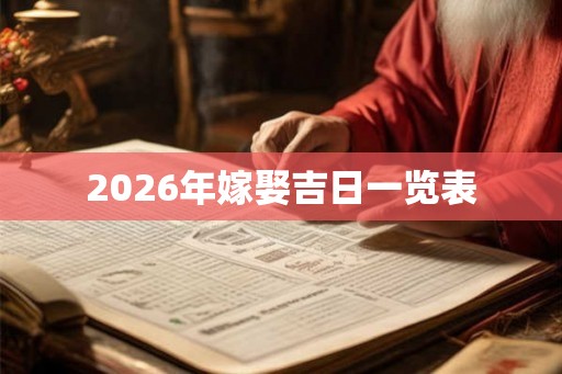 2026年嫁娶吉日一览表