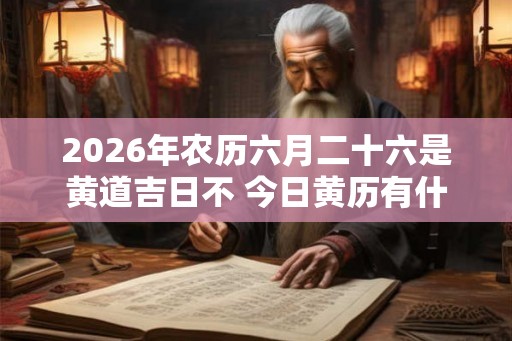 2026年农历六月二十六是黄道吉日不 今日黄历有什么宜忌