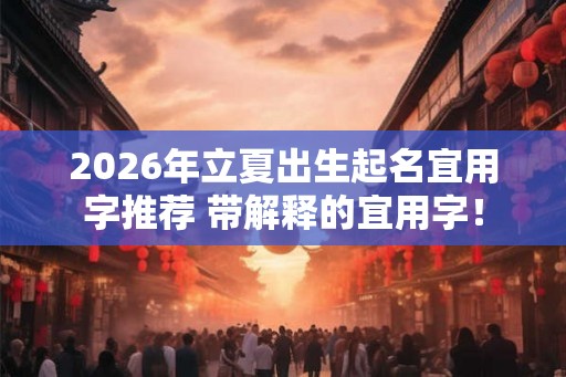 2026年立夏出生起名宜用字推荐 带解释的宜用字！