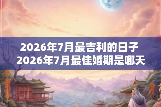 2026年7月最吉利的日子 2026年7月最佳婚期是哪天
