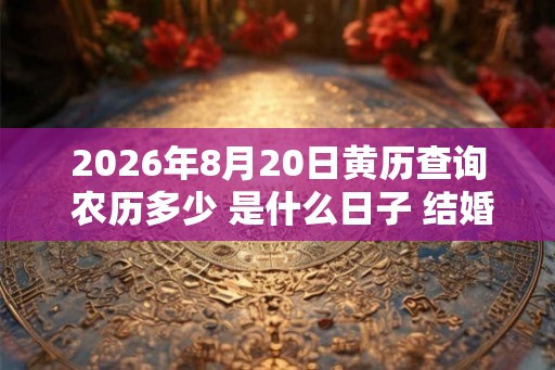2026年8月20日黄历查询 农历多少 是什么日子 结婚吉时