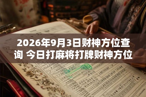 2026年9月3日财神方位查询 今日打麻将打牌财神方位