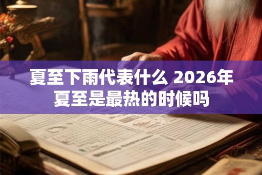 夏至下雨代表什么 2026年夏至是最热的时候吗