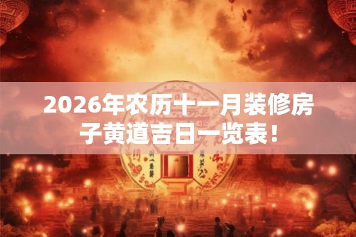 2026年农历十一月装修房子黄道吉日一览表！