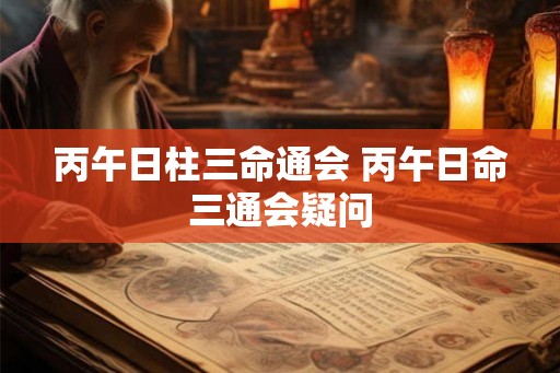 丙午日柱三命通会 丙午日命三通会疑问