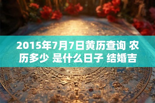 2015年7月7日黄历查询 农历多少 是什么日子 结婚吉时 2015年7月7日黄历查询 农历多少 是什么日子 结婚吉时