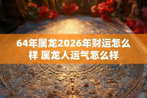 64年属龙2026年财运怎么样 属龙人运气怎么样