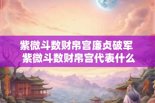 紫微斗数财帛宫廉贞破军  紫微斗数财帛宫代表什么