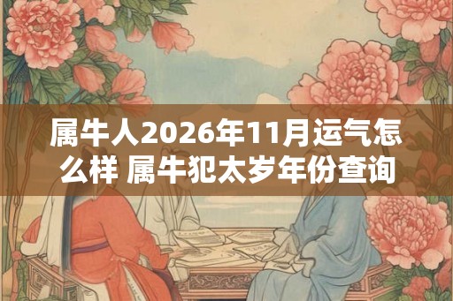 属牛人2026年11月运气怎么样 属牛犯太岁年份查询