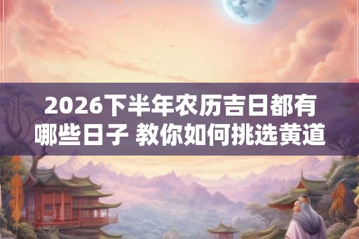 2026下半年农历吉日都有哪些日子 教你如何挑选黄道吉日