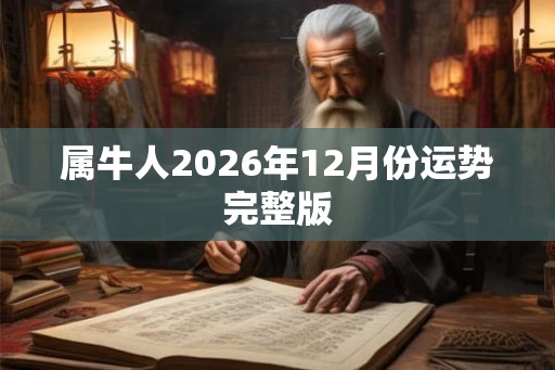 属牛人2026年12月份运势完整版