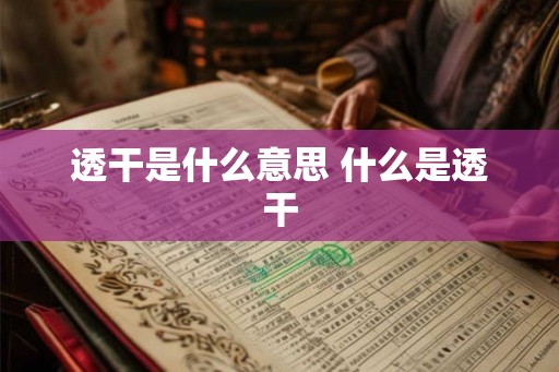 透干是什么意思 什么是透干