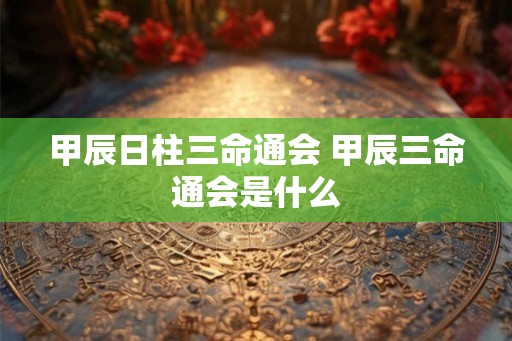 甲辰日柱三命通会 甲辰三命通会是什么