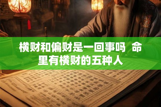 横财和偏财是一回事吗  命里有横财的五种人