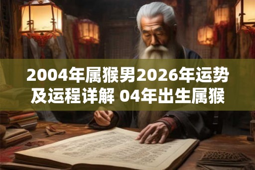 2004年属猴男2026年运势及运程详解 04年出生属猴人2026全年每月运势男性