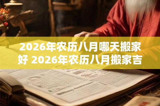 2026年农历八月哪天搬家好 2026年农历八月搬家吉日查询
