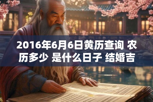 2016年6月6日黄历查询 农历多少 是什么日子 结婚吉时