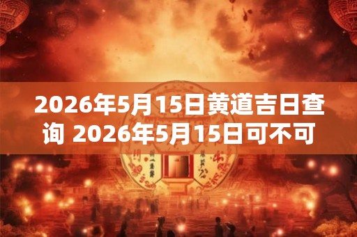 2026年5月15日黄道吉日查询 2026年5月15日可不可以选黄道吉日