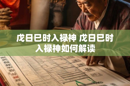 戊日巳时入禄神 戊日巳时入禄神如何解读 戊日巳时入禄神 戊日巳时入禄神如何解读