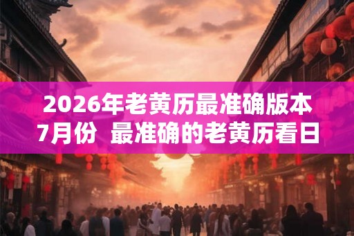 2026年老黄历最准确版本7月份  最准确的老黄历看日子