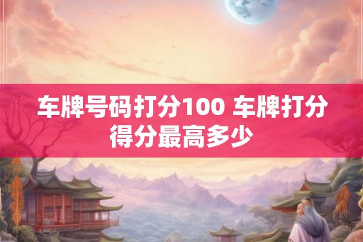 车牌号码打分100 车牌打分得分最高多少