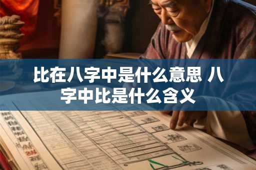 比在八字中是什么意思 八字中比是什么含义