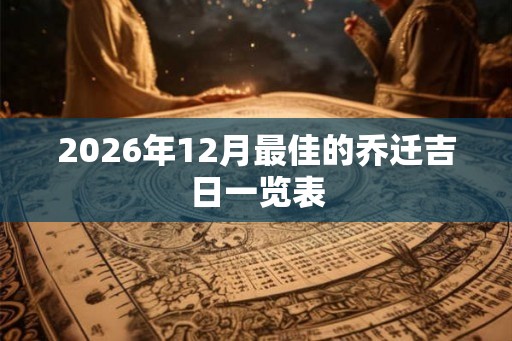 2026年12月最佳的乔迁吉日一览表