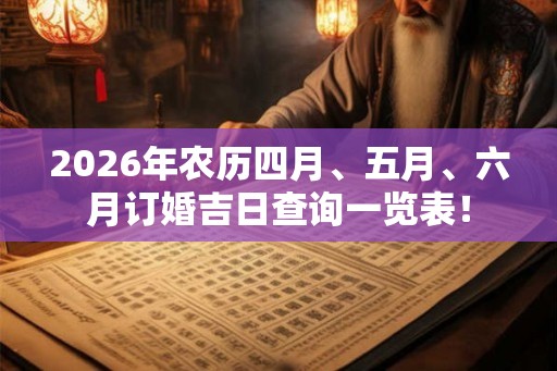 2026年农历四月、五月、六月订婚吉日查询一览表！