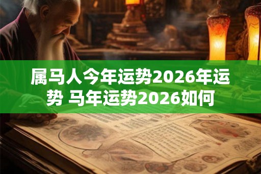 属马人今年运势2026年运势 马年运势2026如何