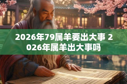 2026年79属羊要出大事 2026年属羊出大事吗