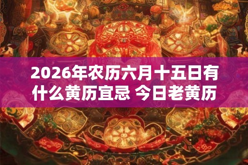2026年农历六月十五日有什么黄历宜忌 今日老黄历查询
