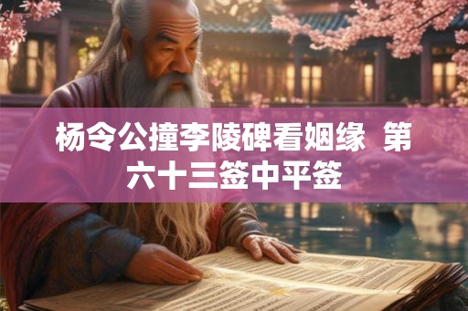杨令公撞李陵碑看姻缘  第六十三签中平签