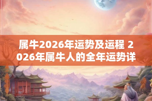 属牛2026年运势及运程 2026年属牛人的全年运势详解