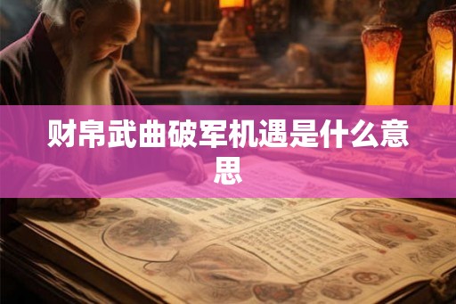 财帛武曲破军机遇是什么意思