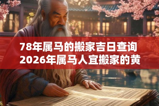 78年属马的搬家吉日查询 2026年属马人宜搬家的黄道吉日查询