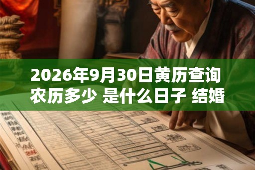 2026年9月30日黄历查询 农历多少 是什么日子 结婚吉时