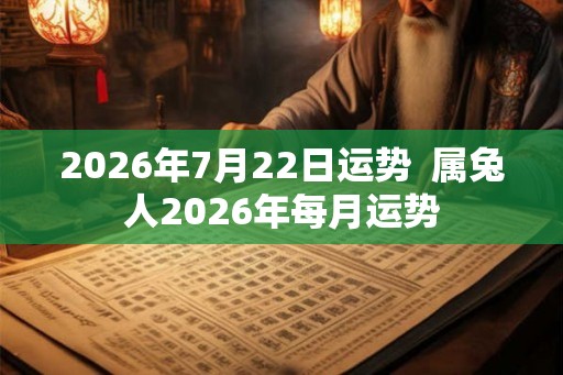 2026年7月22日运势  属兔人2026年每月运势