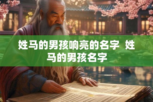 姓马的男孩响亮的名字  姓马的男孩名字