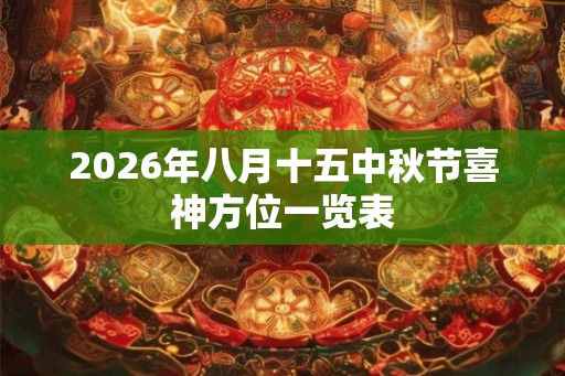 2026年八月十五中秋节喜神方位一览表 2026年八月十五中秋节喜神方位一览表